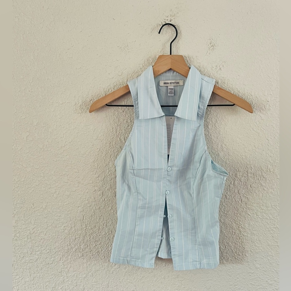 Urban Outfitters Blue Button Up Fitted Tank